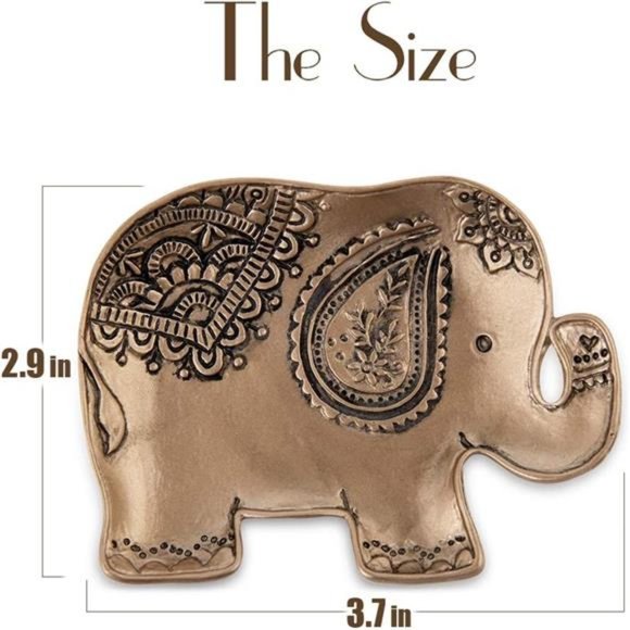 Jewelry Tray Elephant Shape Vintage Trinket Ring Earrings Organizer Storage Desk - Picture 3 of 7